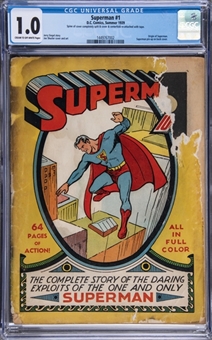 1939 DC Comics "Superman" #1 Origin of Superman - CGC 1.0